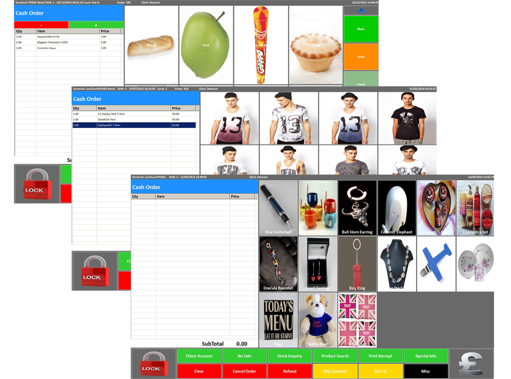 JustTouchPOS Retail Sales Screens